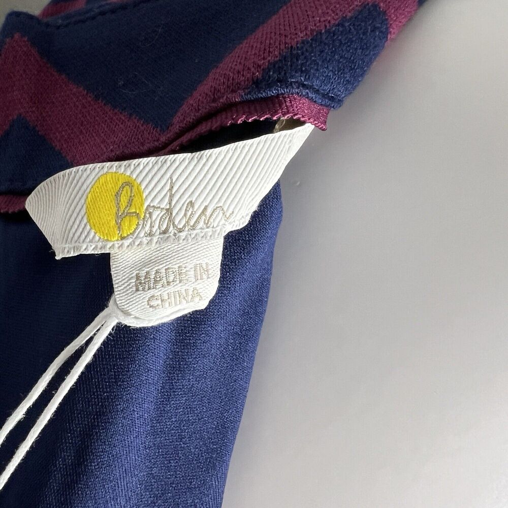 BODEN Annie Jacquard Dress Sz 10 Crew Neck Zipper Navy Ruby Ring Chevron NEW - Picture 6 of 9
